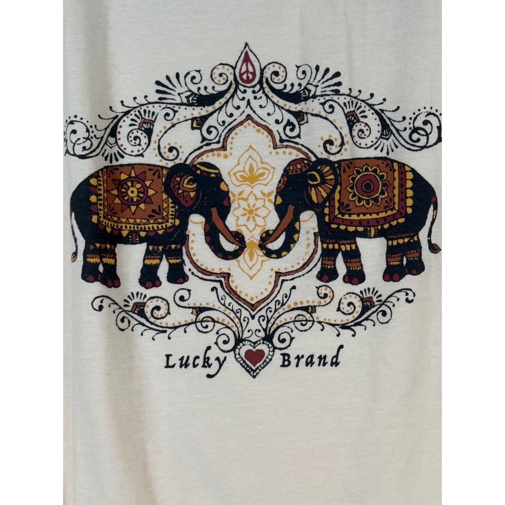 Lucky Brand Womensโ XXL Elephant Boho Tee Scoop Neck Short Sleeve NEW Festival
